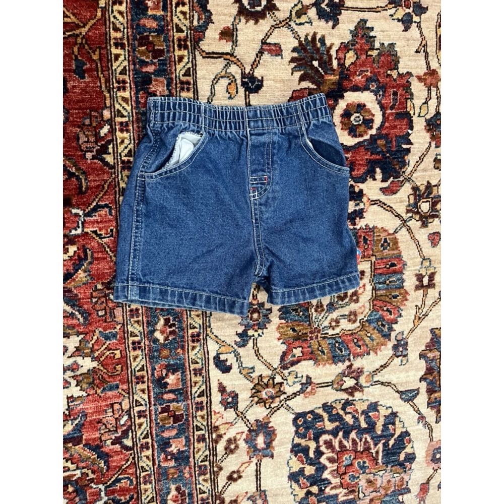 Vintage Sesame Street Pull On Elastic Denim Shorts w Elmo Tab Size 24 Months
